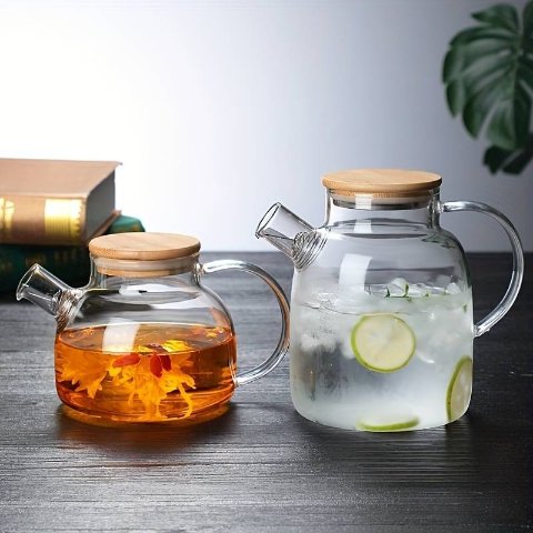 竹盖玻璃茶壶