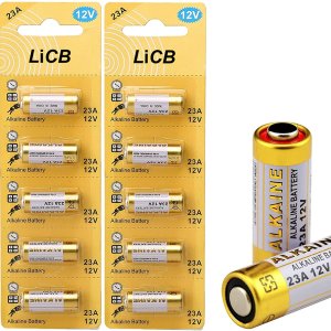 LiCB 23A电池10个装 适用于车库门开孔器、门铃遥控器等