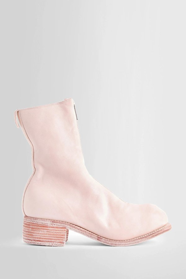 粉色拉链靴