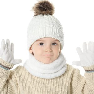 Yusongirl 儿童针织帽+手套+脖套3件套 冬天这一套就足够