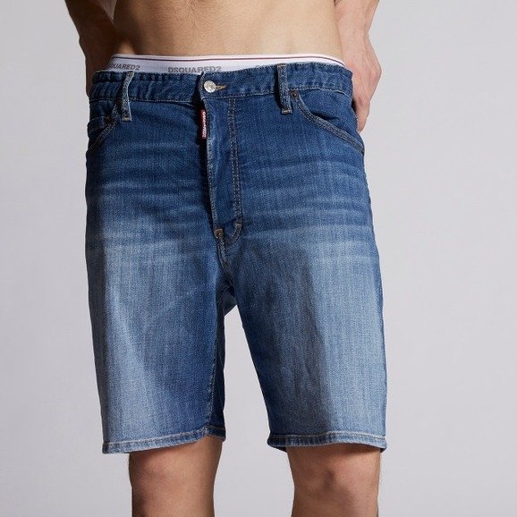 American Medium Wash Marine Denim Shorts Bleu - Shorts pour Homme - Boutique en ligne officielle