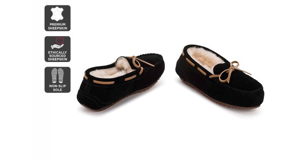 毛绒家居鞋 (Black, Size 10M / 11W US) | Slippers |