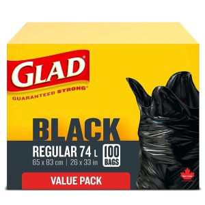Glad 黑色垃圾袋74L经济装100个 结实耐用