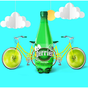 Perrier 巴黎水 气泡水 青苹果味 500ml 24瓶装 零卡