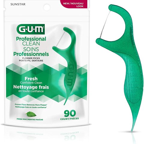 降价！$4.25(Shoppers$4.99)GUM 专业牙线 90个装 有效预防牙菌斑 养成健康牙牙