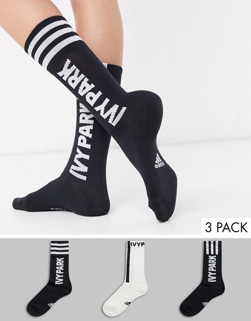 adidas x IVY PARK 3 pack socks in black white grey | ASOS