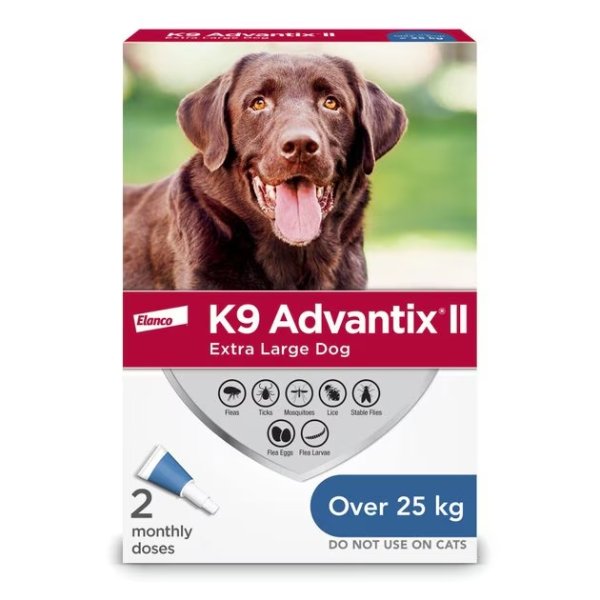 K9 Advantix II 狗用跳蚤和蜱虫治疗剂，体重超过 25 公斤