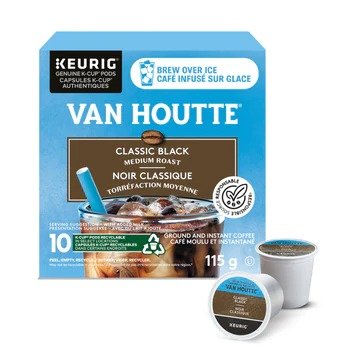 Van Houtte Brew Over Ice 经典黑色 - 中度烘焙 - K 杯咖啡包 - 10 包