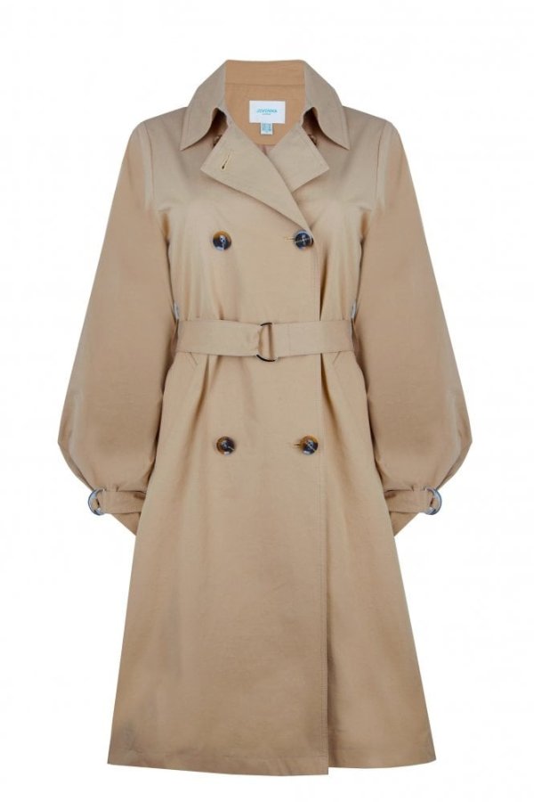 jovonna baloon sleeve double breasted trench coat