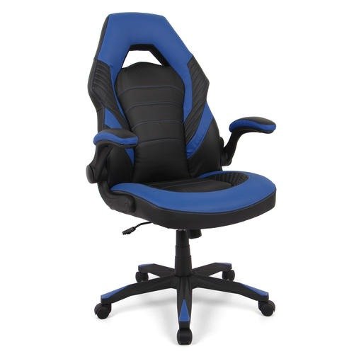 Gaming Chair Racing Office Chair, Computer Chair with Flip Up Arms - Moustache® - Black & Blue