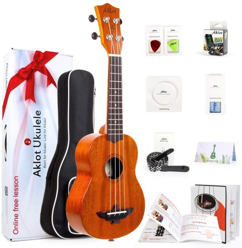 AKLOT Soprano Ukulele 21英寸夏威夷小吉他/尤克里里$59.49(指导价$69.99)