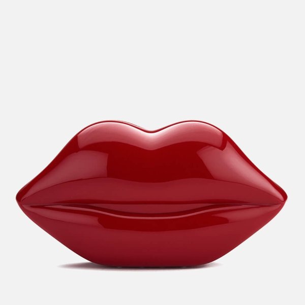 Women's Lips Perspex Clutch Bag - Red