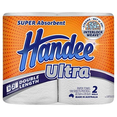 Handee 超长纸巾（每卷 120 张），白色 8 张