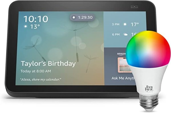 Echo Show 8 2代 触屏智能助手 带Evolux智能灯泡