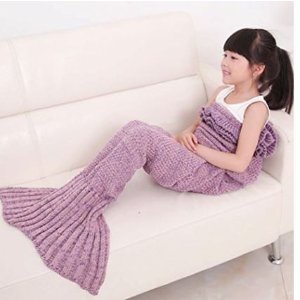 KALRI 儿童美人鱼毛毯- 淡紫色