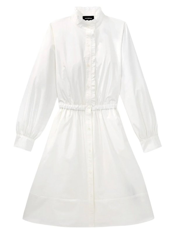白色系扣连衣裙