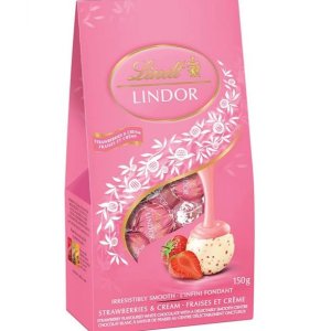 补货：Lindt Lindor 瑞士莲 草莓奶油白巧克力松露150g