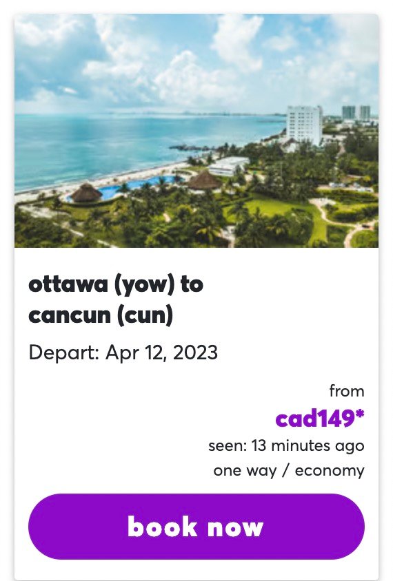 ottawa (YOW)  - cancun (CUN)