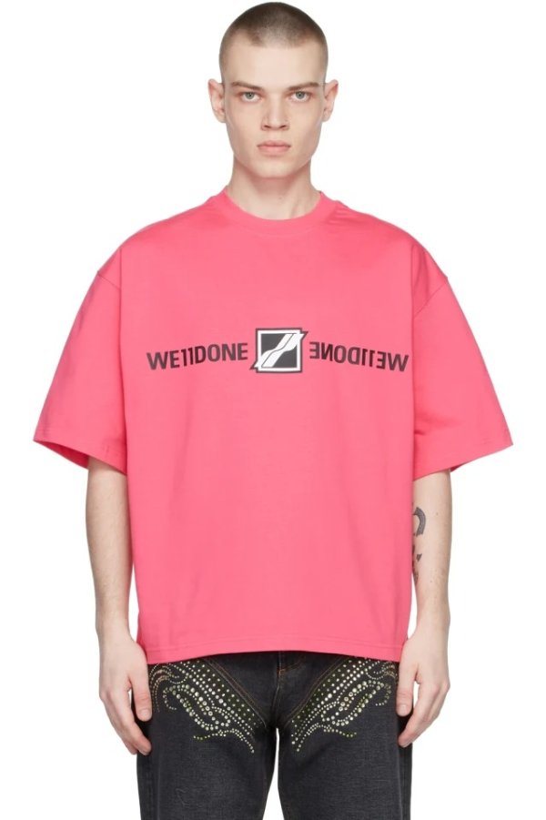 Welldone 粉色镜面logoT恤