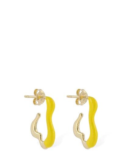 Squiggle柠檬黄色珐琅耳环