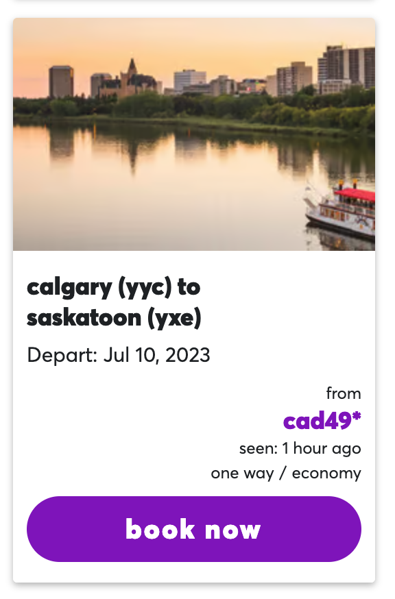 calgary (yyc) - saskatoon (yxe)