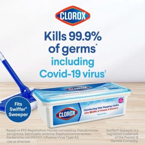 Clorox地板拖巾 更宽更厚更湿润 杀菌99.99% 不含漂白剂