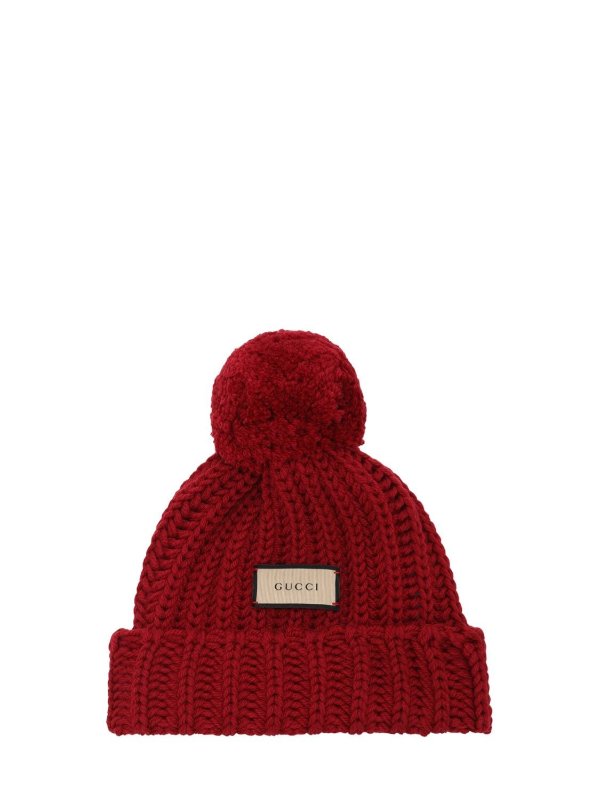 红色logo毛线帽