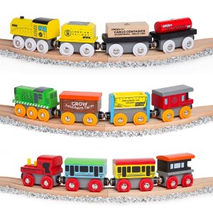 Orbrium Toys木质玩具火车＋轨道12件套，送礼、自用