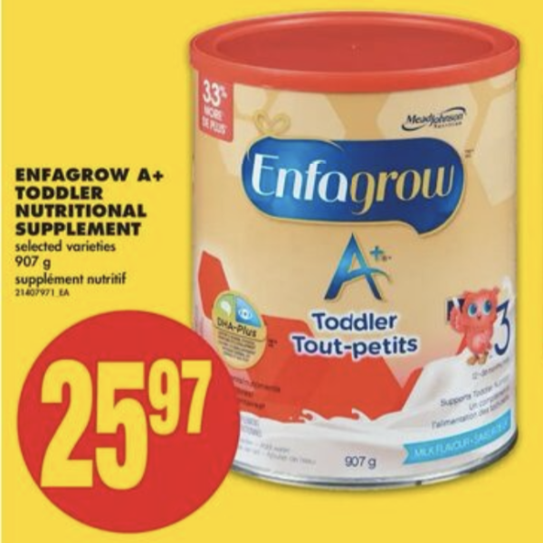 No Frills 母婴特价 - Enfagrow 3段奶粉$25.97(shoppers$42)