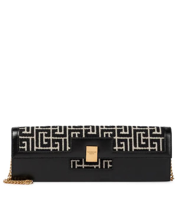 1945 Large jacquard and leather clutch