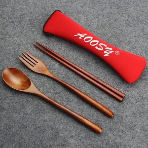 AOOSY 木制餐具4件套 便携式 用料来自天然木质