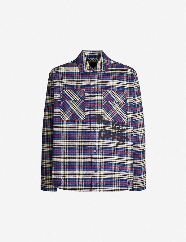 Checked oversized cotton-blend overshirt