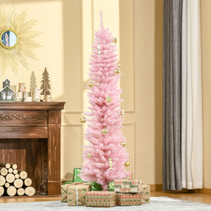HOMCOM 粉色圣诞树也太仙了吧 5英尺银白色款$79.99起