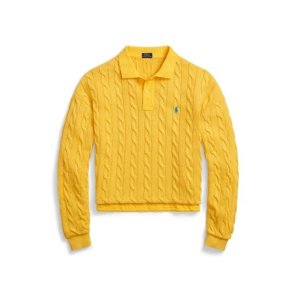 黄色Polo针织衫