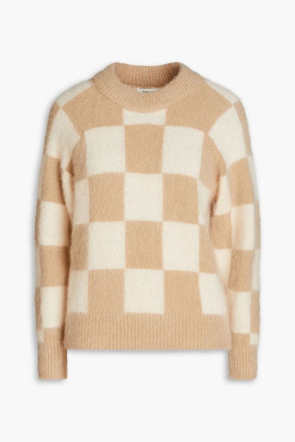 Damier checked mohair-blend sweater 毛衣$185.25 超值好货| 北美省钱快报