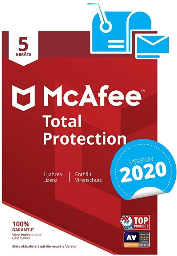 McAfee Total Protection 2020 | 5 devices | 1 year | PC / Mac / Smartphone / Tablet | Activation code by post