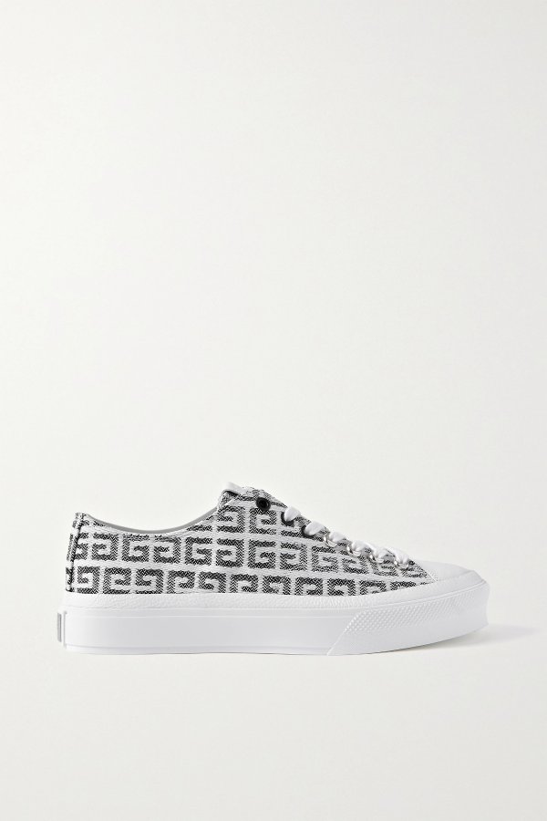 City 4G leather-trimmed logo-jacquard sneakers