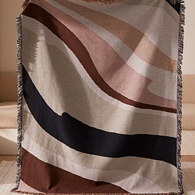 几何波纹流苏毛毯 130 x 170 cm