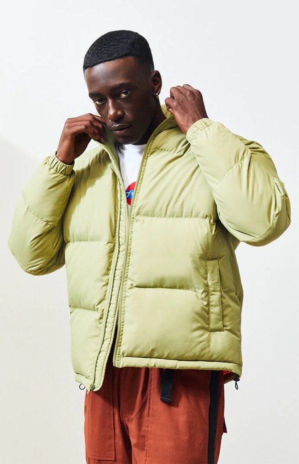 Olive OS Solid Puffer Jacket