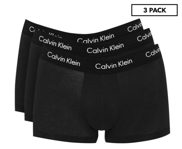 Men's Cotton Stretch Low Rise Trunks 3-Pack - Black