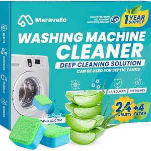 Maravello 洗衣机除臭剂 (28片装，芦荟味）可高效清洁