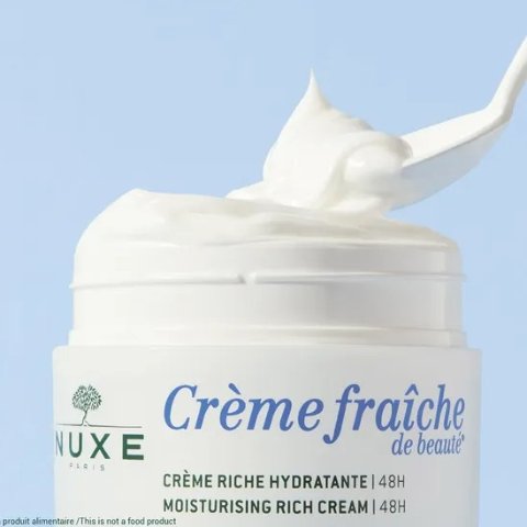 CREME FRAICHE DE BEAUTE - Creme Riche Hydratante 48h - Visage - Peaux Seches a Tres Seches, 50ml