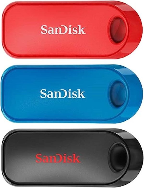 32GB U盘 3-Pack, Black/Blue/Red