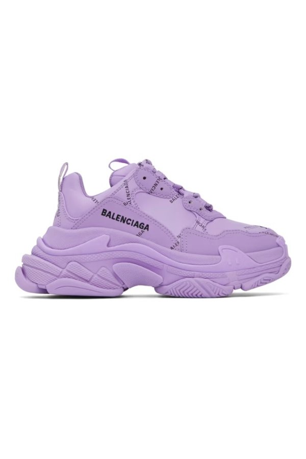 紫色 Triple S Allover Logo 运动鞋