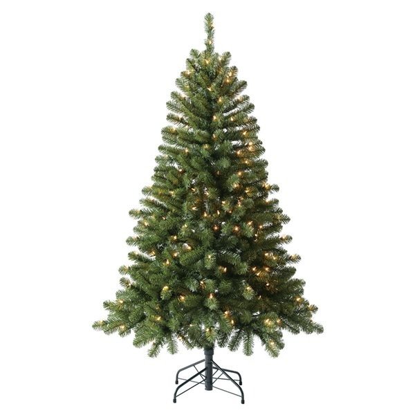 5 英尺预亮超薄人造圣诞树，配有 200 个白炽灯
