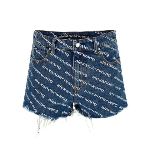 Alexander Wang满logo牛仔短裤