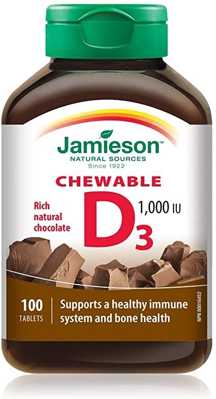 维生素D3咀嚼片1,000 IU 巧克力味