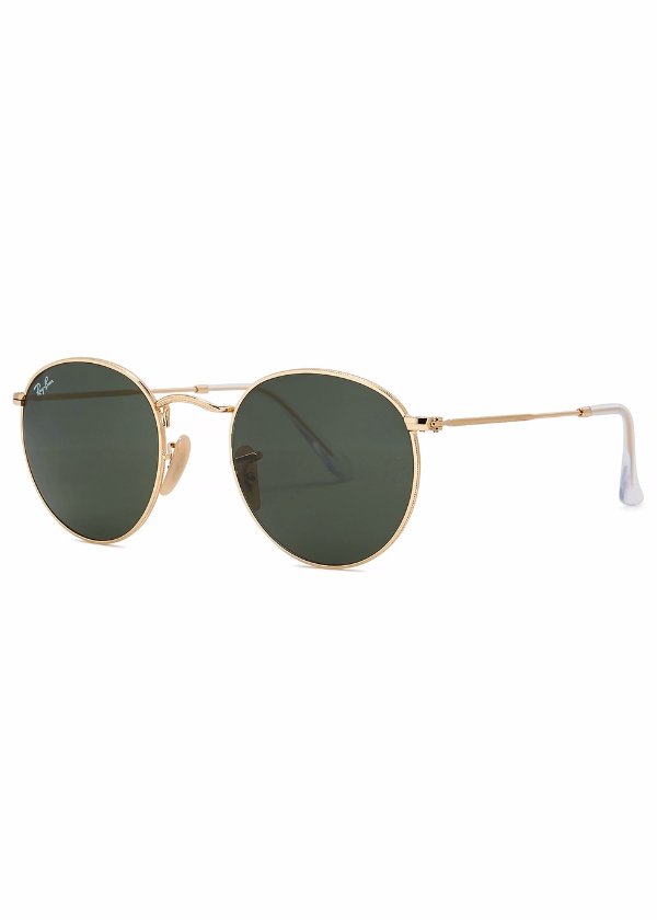 Gold-tone round-frame sunglasses