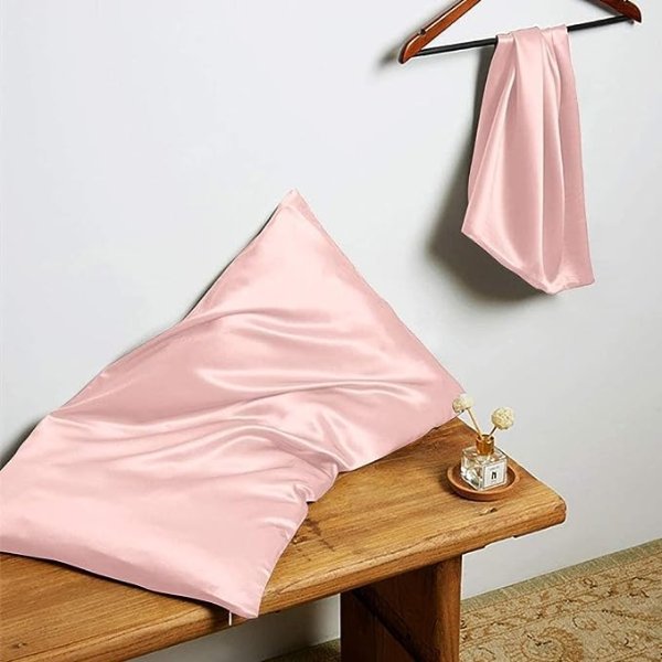 粉色桑蚕丝枕套