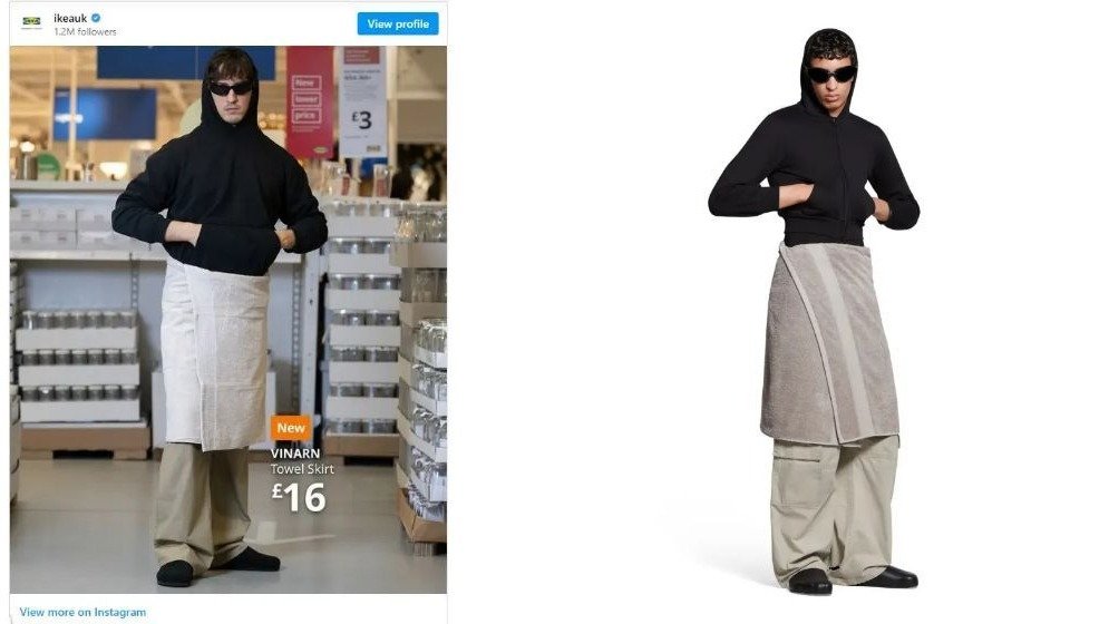 这就是商战？！ IKEA新广告内涵Balenciaga售价$1000+的毛巾裙！